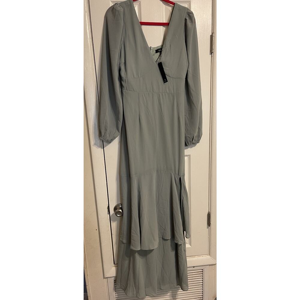 Lulus Tier Elegance Dress Women's Sage Brush Maxi Long Sleeve Tiered NWT L - Picture 8 of 8
